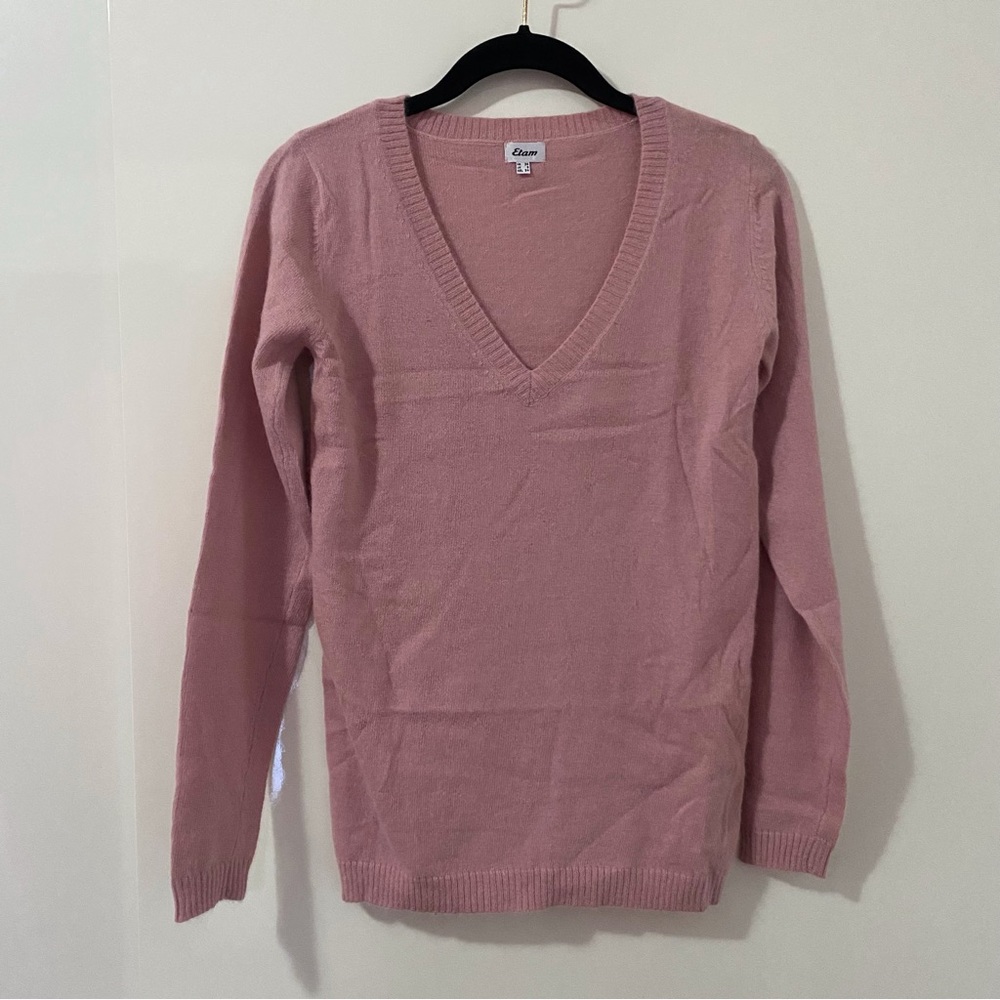 Etam V Neck Sweater XS Dusty Pink